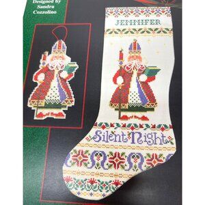 Silent Night Stocking With St. Nicole Ornament Cross Stitch Pattern Only